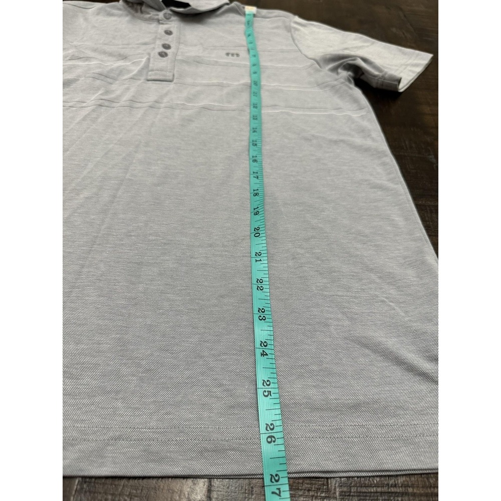 TravisMathew Polo Shirt Mens Medium Gray Stripe Pima Cotton Golf Performance - Picture 4 of 11